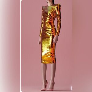 Alex Perry Dalton Lady Gold Sequin Dress